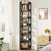 Tribesigns Corner Shelf, 7-Tier Industrial Corner Bookshelf, Wood