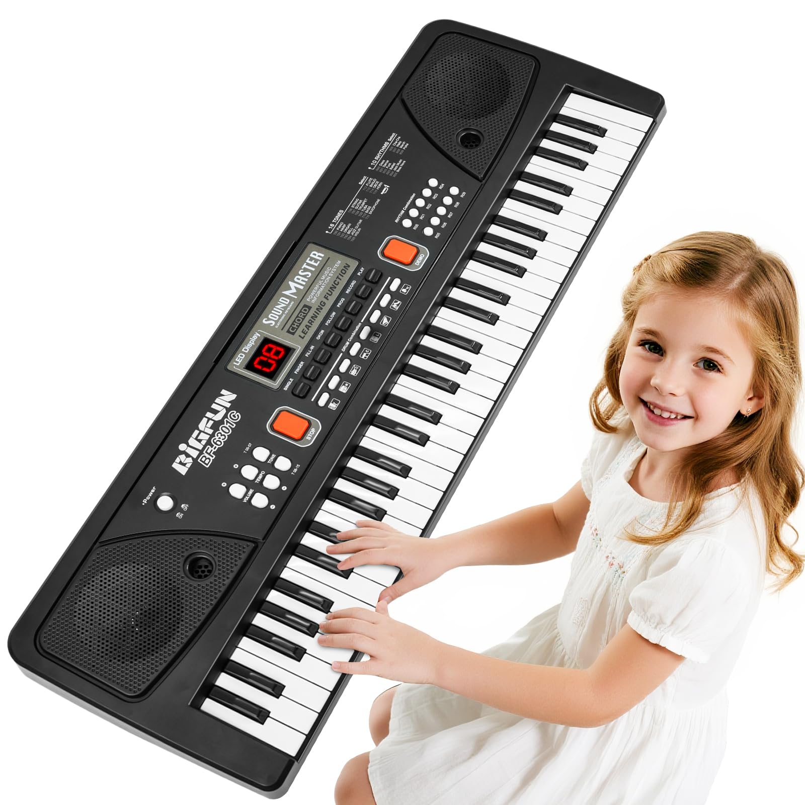 Photo 1 of ***DAMAGE -MISSING PART -SELLING AS IS ***61-Key Kids Piano Keyboard for Beginners - Rechargeable Electronic Music Toy Piano with  Microphone LED Display AUX in - Birthday for 3-9 Year Old Boys Girls (Black)