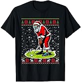 Christmas African American Santa Golf Ugly Christmas Sweater T-Shirt