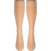 NuVein Medical Compression Stockings, 20-30 mmHg Support for Women & Men, Microfiber Knee Length, Closed Toe, Beige, Medium