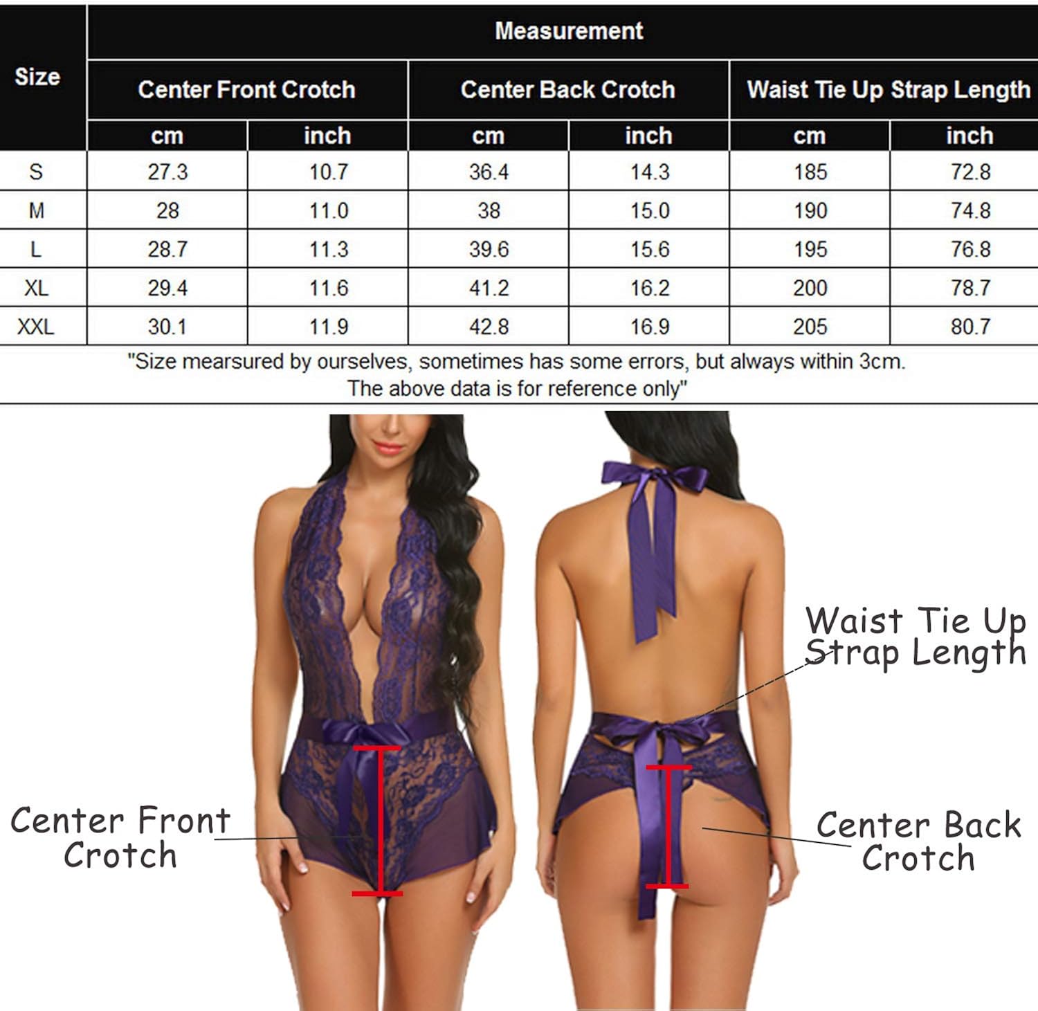 Avidlove Women Lingerie Lace Halter Teddy Bodysuit Deep Plunge Babydoll Nightwear: Clothing