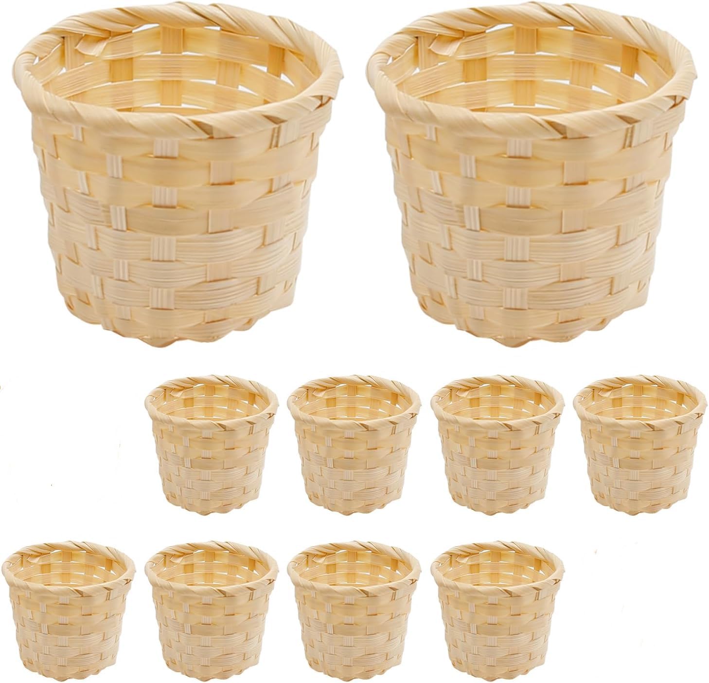 Photo 1 of 10PCS Mini Woven Baskets Miniature Flower Basket Mini Bamboo Picnic Basket Desktop Clutter Organizer Mini Grocery Basket for Desktop Storage Home Office Table Party Favors Crafts Decoration