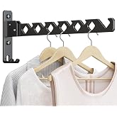 dancrul Wall Mounted Clothes Drying Rack, Wall Clothes Hanger Foldable, Laundry Hanger Hook for Bathroom, Wall Clothes Rack Indoor, Perfect for Small Spaces, Matte Black