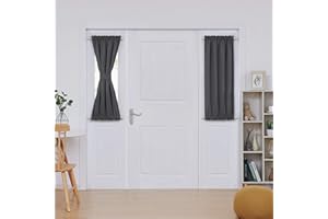 Deconovo Blackout Door Curtains- Dual Rod Pocket & Thermal Insulated Blackout Curtains for Patio Door, Window Curtains & Drapes25x40 Inch, Dark Grey, 1 Panel