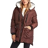Steve Madden Womens Winter Coats - Midlength Parka Jackets for Women Insulated Quilted Puffer Jacket Womens Faux Sherpa Hood