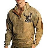 Kubsid Mens Sweatshirts Casual Vintage Western Ethnic Pullover Stand Collar 1/4 Button Up Fall Fleece Polo Shirts