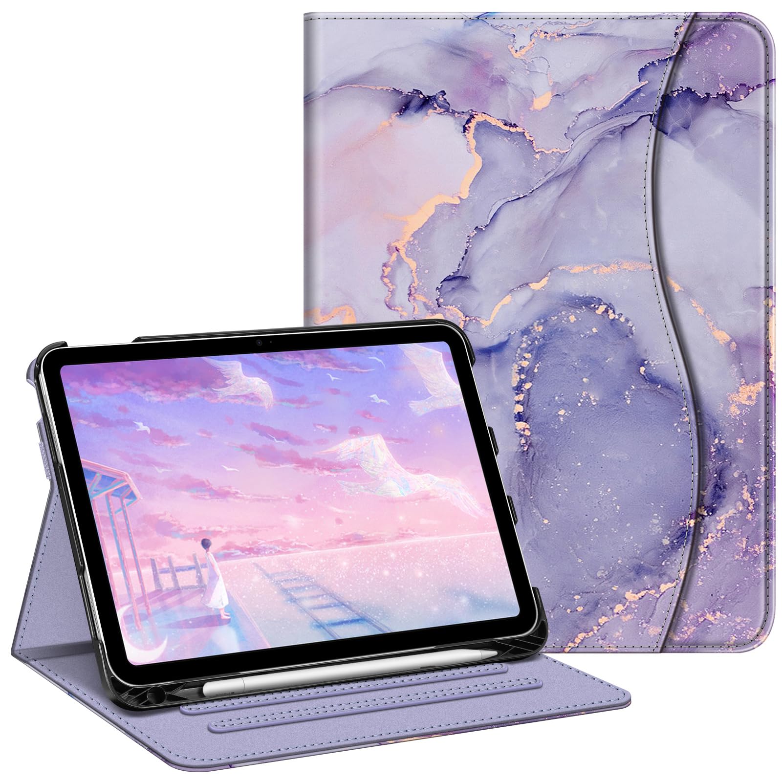 FINTIE Case for iPad (A16) 11th Generation 11 Inch (2025), iPad 10th Generation 10.9 Inch (2022), Multi-Angle Viewing Stand Cover w/Pencil Holder & Pocket, Auto Sleep/Wake, Lilac Purple — image 1