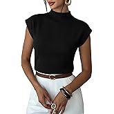 LaGracia Women's Mock Neck Sleeveless Sweater Vest Casual Cap Sleeve Summer Sweater Knit Pullover Tank Tops 2026