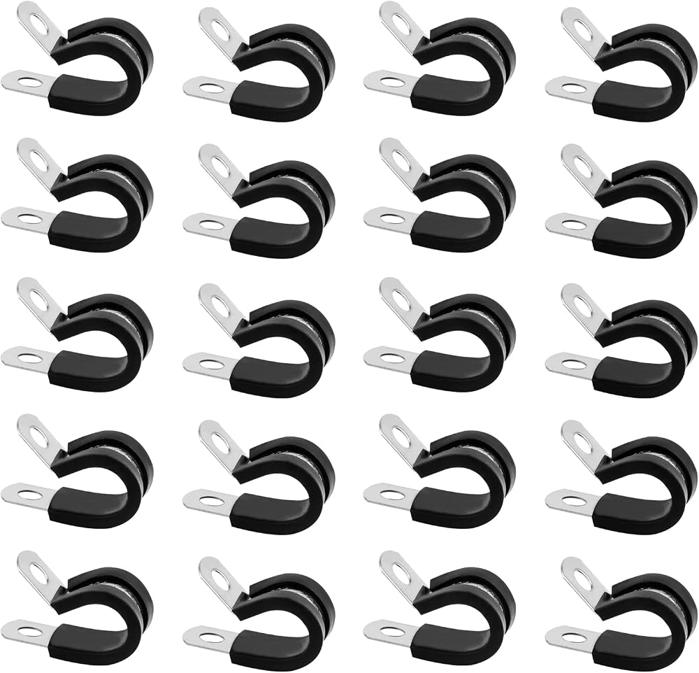 ALAHUGYEF Stainless Steel Rubber-Lined P Clips 10mm Assorted 20 Pcs