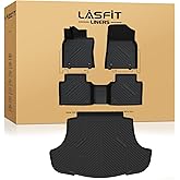 LASFIT Floor Mats & Cargo Mat for Lexus ES 2019-2025(Only Fit FWD), TPE All Weather Custom Fit 1st & 2nd Row Rubber Car Mats and Cargo Liner, Black Easy to Clean