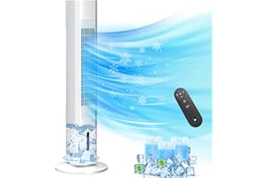 BEBEGINE Windowless Portable Air Conditioner Ac Units with Remote, Evaporative humidifier Air Tower Cooling Fan, Small Indoor Outdoor Oscillating Swamp Cooler 7H Timer,Large White