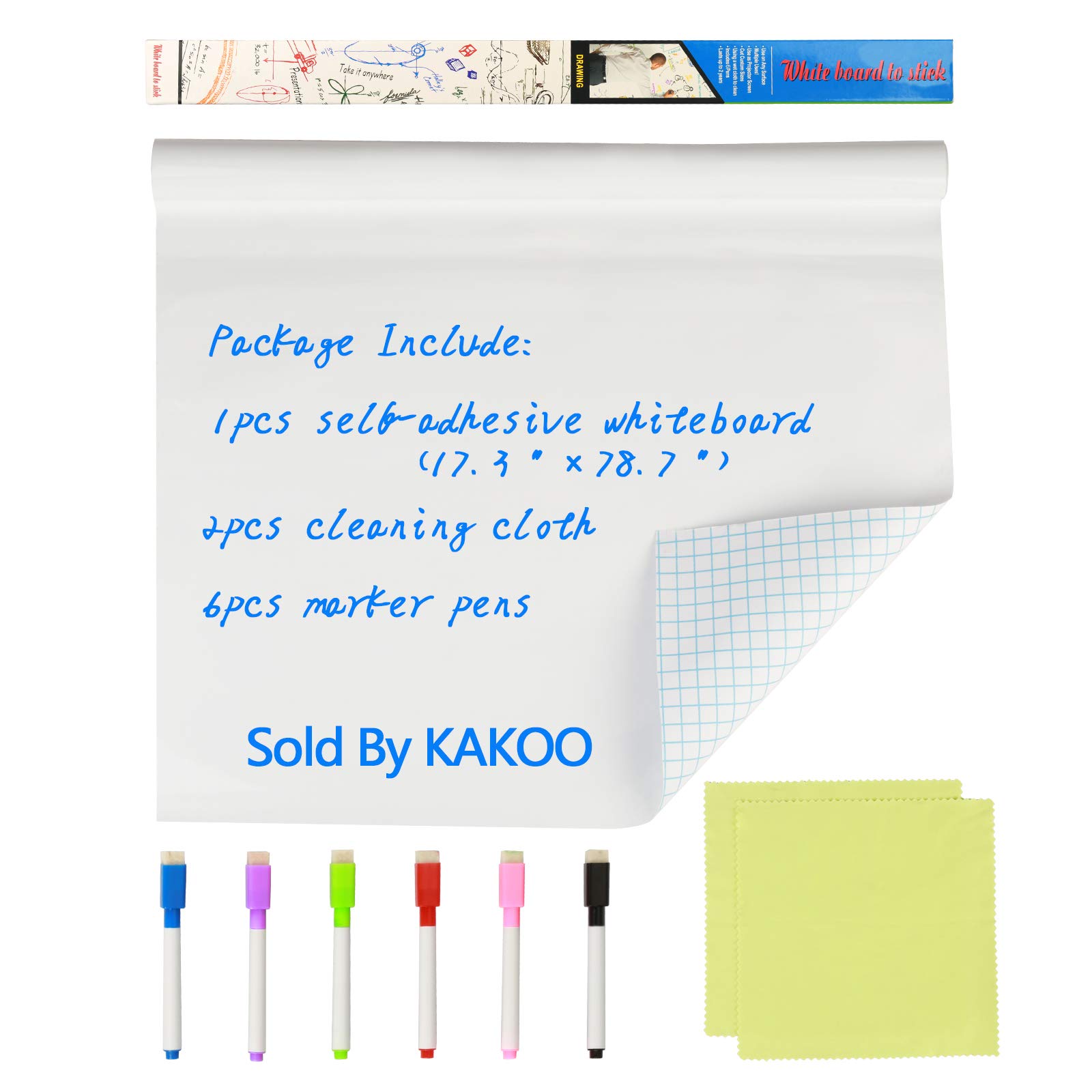 KAKOO Whiteboard Sticker Self-Adhesive Message Board Adjustable Size Wall Decal for Home Room Office Classroom Kids