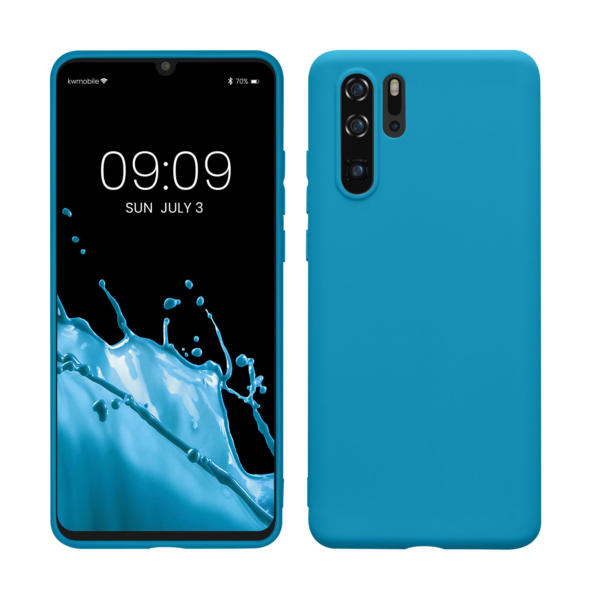kwmobile Case for Huawei P30 Pro Case - Soft Cover - Shockproof TPU Material - Wireless Charging - Caribbean Blue