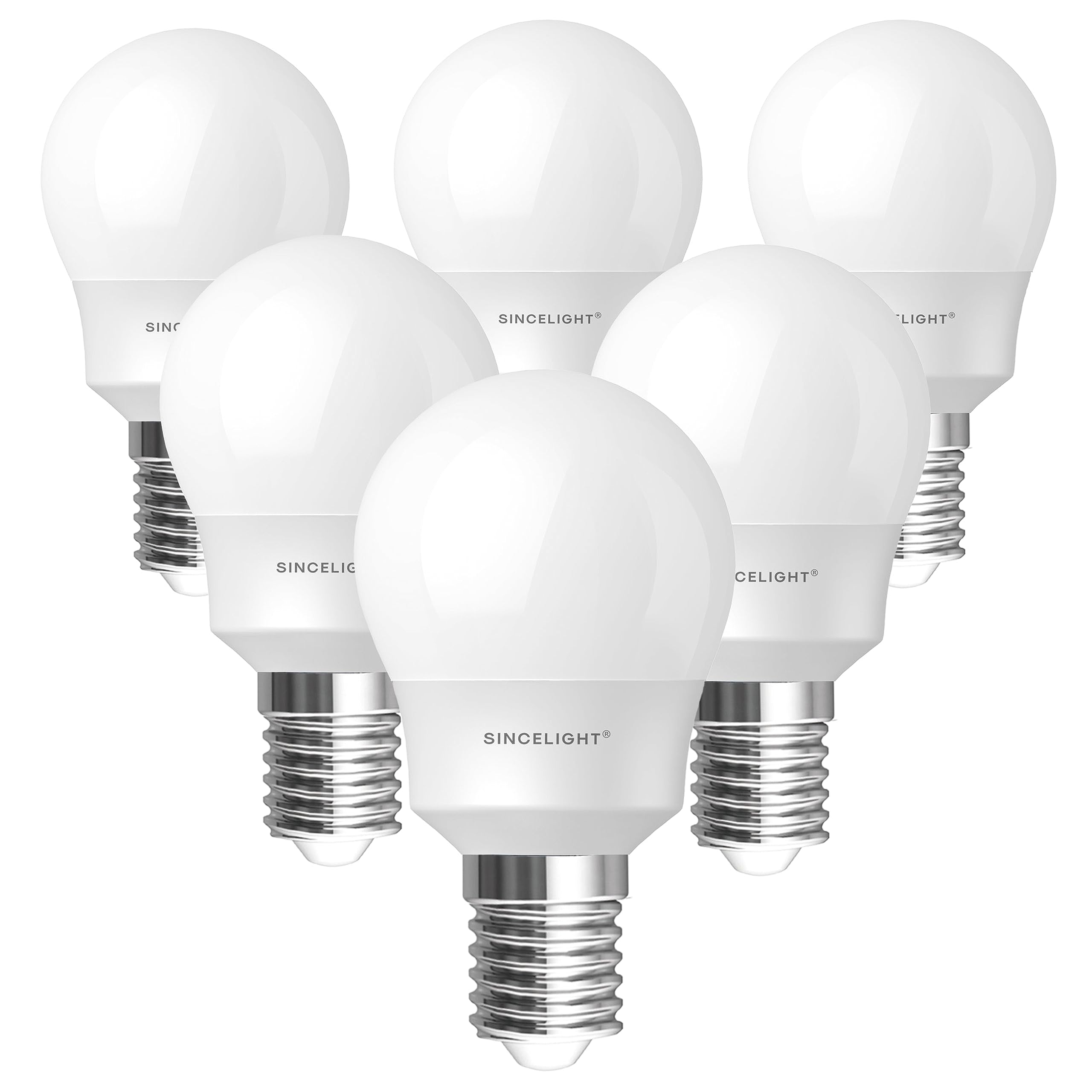 E14 LED Light Bulb, MINI P45 Golf Shape with Milky Diffuser, 5 Watt, Warm White 2700K & RA≈92 High Color Rending, 450 Lumens≈50W Equivalent, Non-Dimmable, SES Small Edison Screw, Pack of 6