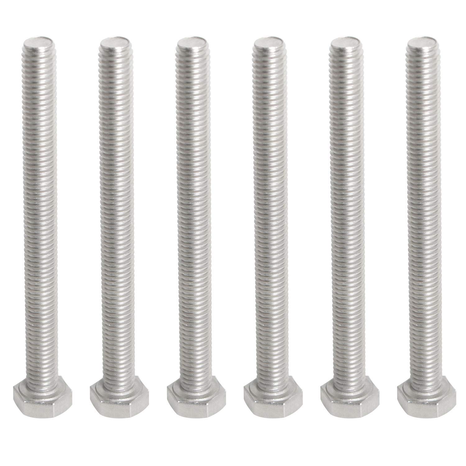 Aopin M8 x 75mm Hex Head Bolts Screws Grade 5.8 Stainless Steel, Fasteners Fully Machine Threaded SUS304 6 Pcs