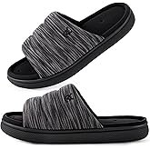 VeraCosy Mens Open-Toe Slippers Memory Foam Indoor Outdoor House Shoes