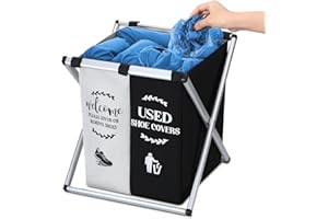 Mubozest Shoe cover dispenser，Fodable shoes covers，Shoe cover box ，Shoe cover storage for indoors open House Supplies，House indoor guest supplies（White，Black）