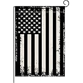 pingpi Grunge American Flag Usa Flag Black And White Garden Flag Vertical Double Sided Flag Yard Outdoor Decoration 12.5 x 18 Inch