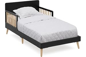 Delta Children Logan Wood Toddler Bed, Greenguard Gold Certified, Midnight Grey/Natural