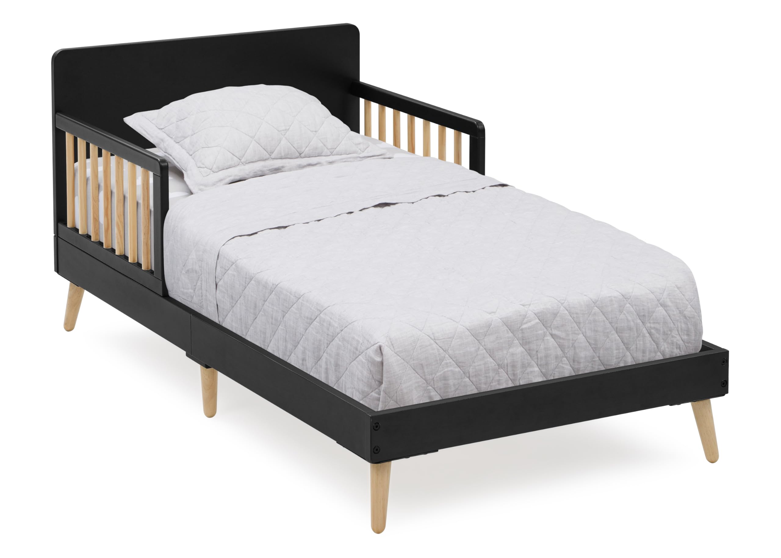 Delta Children Logan Wood Toddler Bed, Greenguard Gold Certified, Midnight Grey/Natural