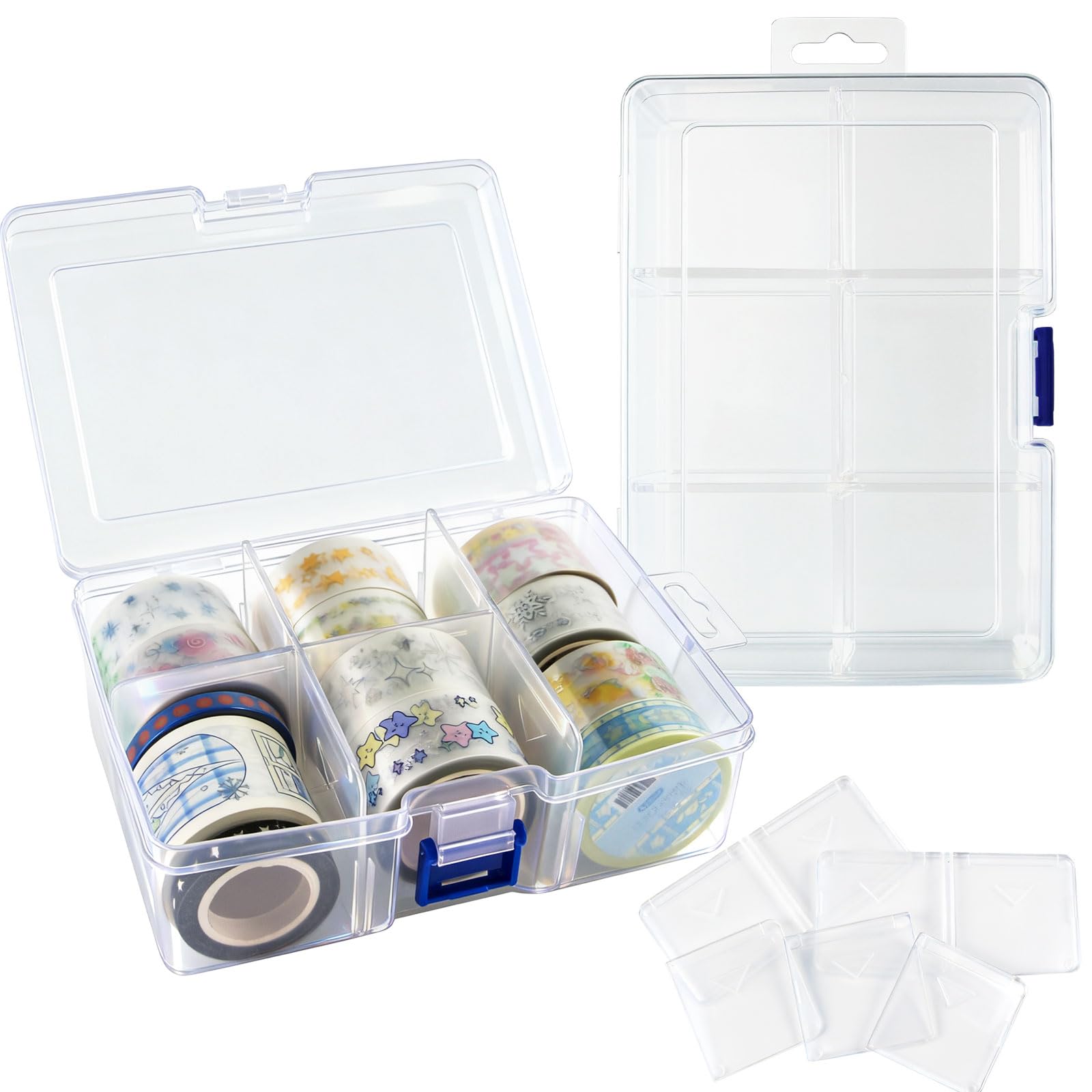 Nova Tree Clear Plastic Clip Box, Crayon box Storage Organizer Container Box, Small Modular Supply Case for Crayons, Crafts & Office supplies, 6.3 x 4.5 Inches (2 Pack) 1