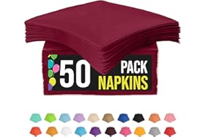 50 Pack Burgundy Napkins Disposable, 2 Ply Party Napkins, Burgundy Disposable Napkins, Fun Napkins Everyday - Great As Cockta