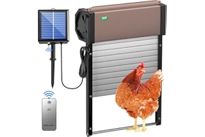 HUABOR Automatic Chicken Coop Door, Solar Powered Chicken Door with Timer & Light Sensor, Full Aluminum Auto Chicken Door with 4 Modes, Poultry Coop Door with Anti-Pinch Design for Chicken