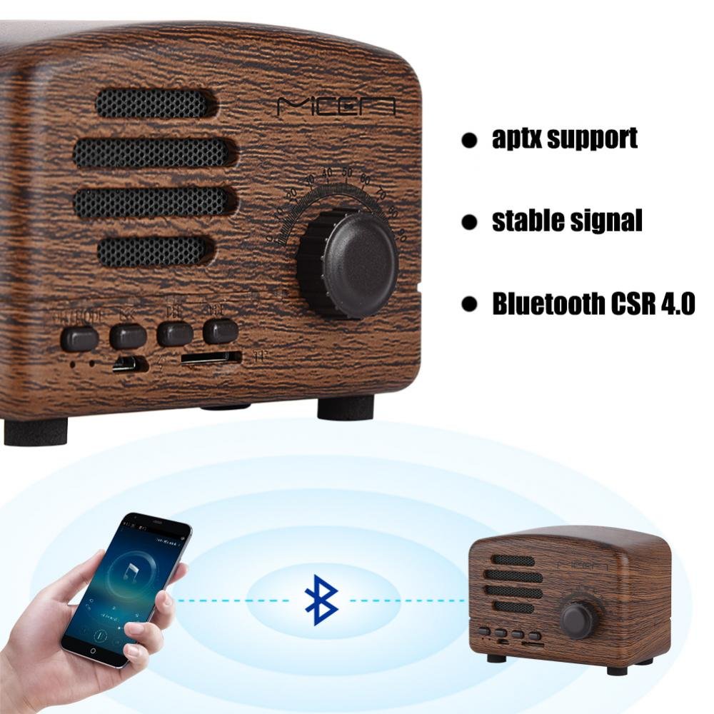 Vintage Altavoces Bluetooth Altavoz Portátil Radio FM Estéreo Bajo USB Soporte TF Tarjeta (Madera de Rosa): Amazon.es: Electrónica