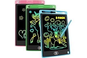 ELECTIGHT 3-Pack LCD Writing Tablet for Kids 8.5 Inch, Colorful Doodle Board Drawing Pad Set, Erasable Electronic Educational Toys for Girls Boys Ages 3-8, Travel-Friendly with Lock Function & Stylus Pens