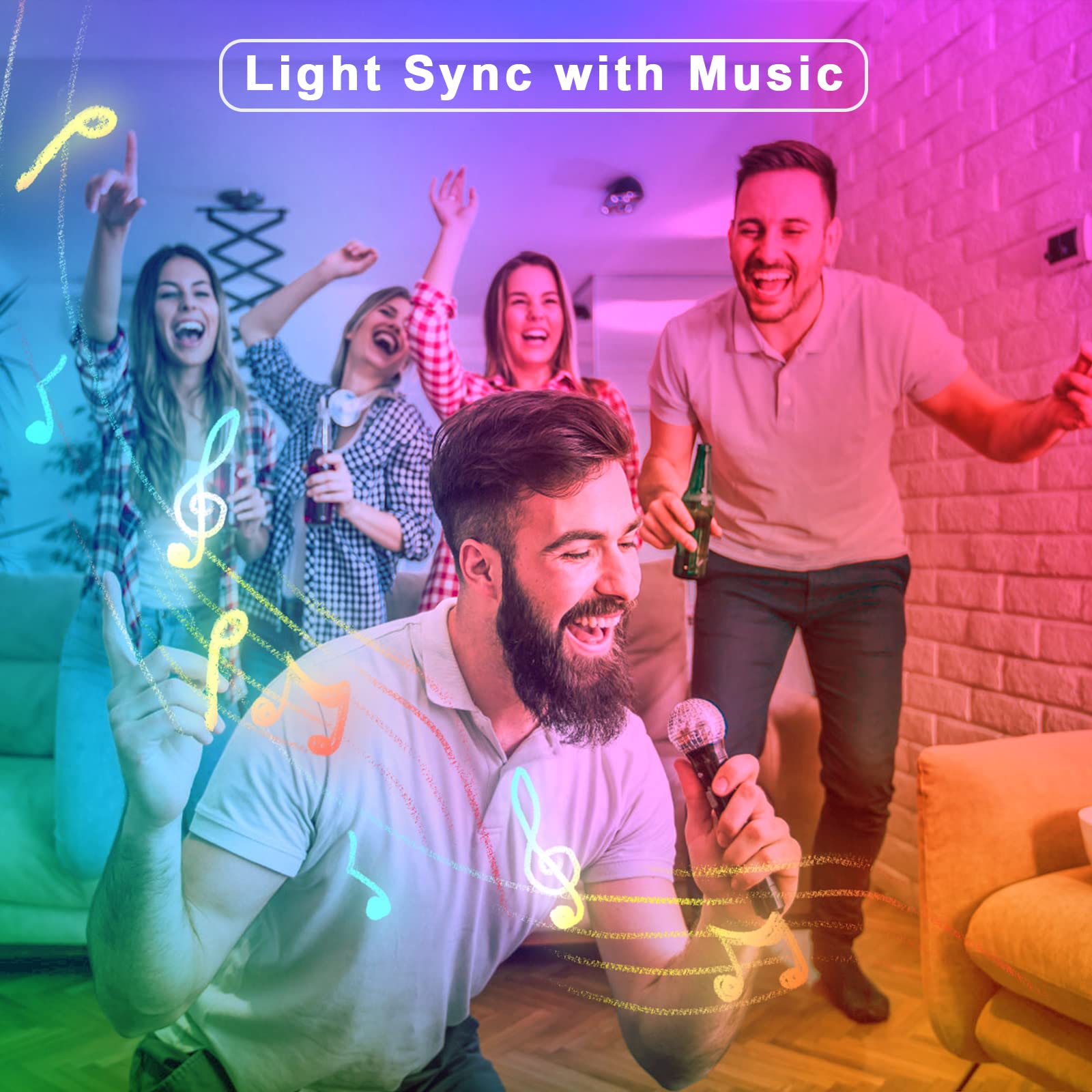 RGBWW Bluetooth LED Strip Lights, 32.8ft Tunable White 3000K to 6500K+RGB Led Light Strips, Music Sync Color Changing Indoor LED Rope Lights with App and Remote for Kitchen, Bedroom, TV
