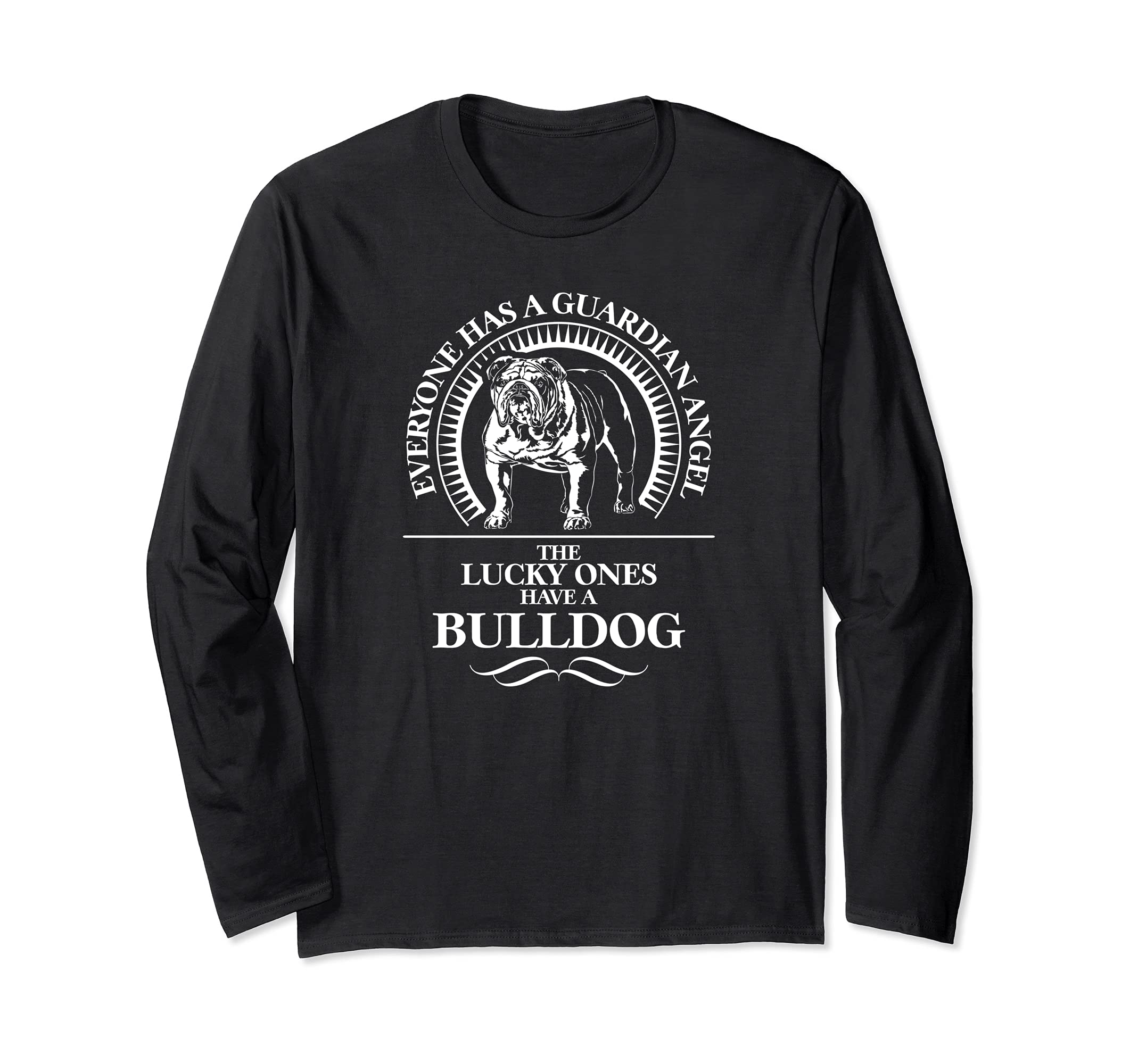 Proud English Bulldog Guardian Angel dog saying dog Long Sleeve T-Shirt