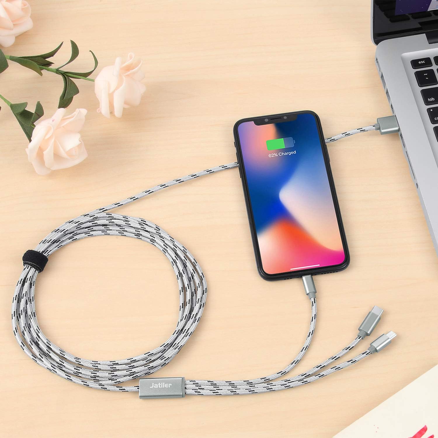 2Pack 10ft Multi Charger Cable,Multi Charging Cable Long Nylon Braided Multiple USB Cable Universal 3 in 1 Charging Cord Adapter with Type-C,Micro USB Port Connectors for Cell Phones and More