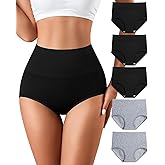 J-pone Womens Underwear Cotton High Waisted Strech Soft Full Coverage Briefs Ladies Postpartum Panties 5 Pack