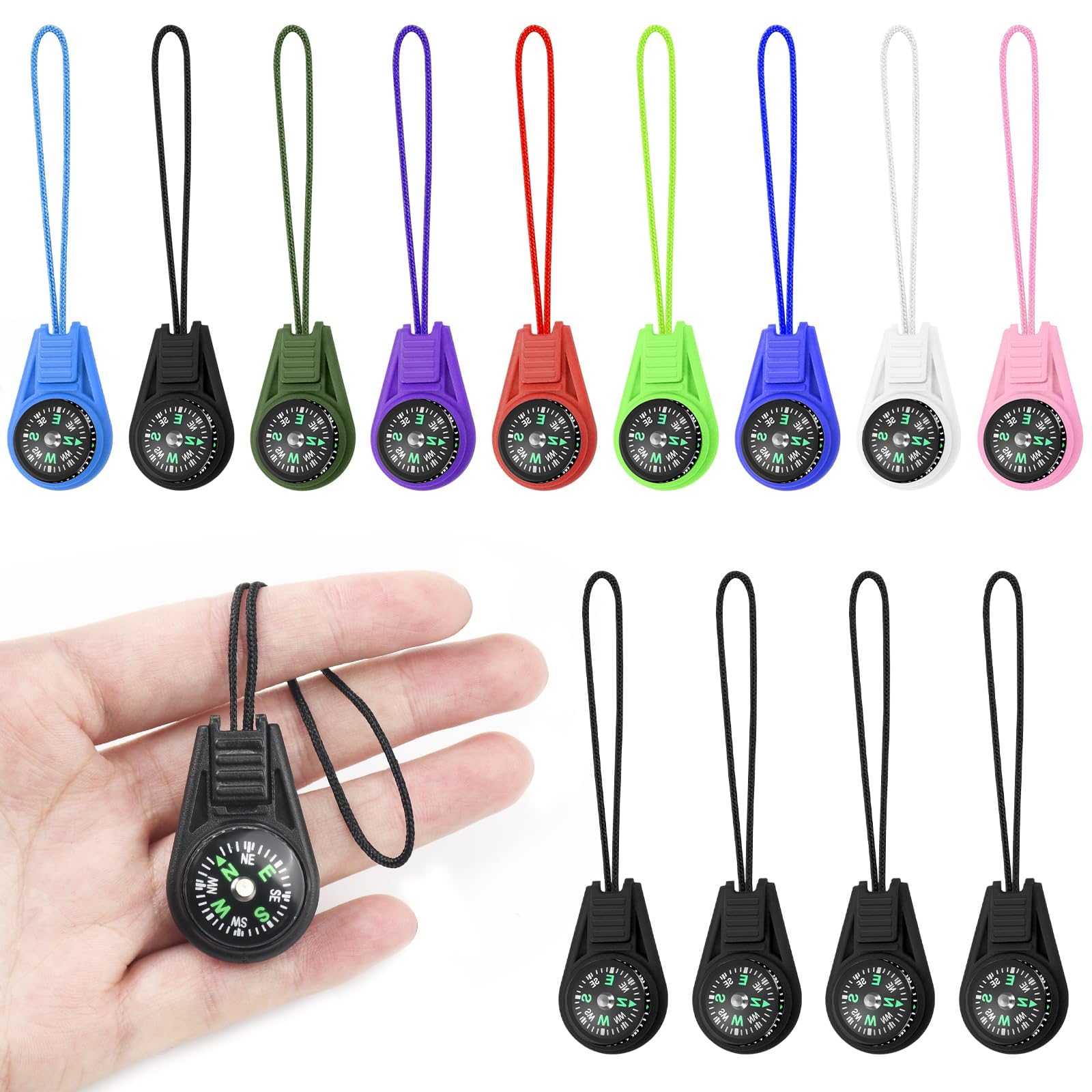 Photo 1 of 12 Pcs Mini Compass for Kids Hiking,Compass Keychain, Multi-Color Outdoor Camping Hiking Pocket for Lanyard Boy Scout Party Favor Toy Set,Survival Kits Watchband Bracelet Necklace Keychain