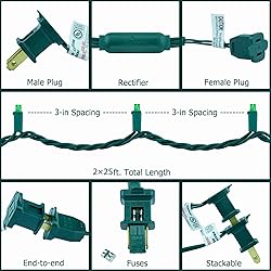 YULETIME Green Wide Angle LED Christmas Lights 200