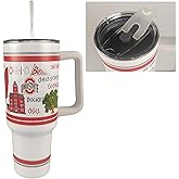 Magnolia Lane Ohio State University 40 oz Travel Tumbler with Handle Stainless Steel Insulated Thermos with Handle, Lid and Straw – Unique Decorative Bottle – For Ice Water, Coffee, or Smoothie