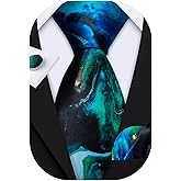 Barry.Wang Classic Mens Ties Silk Necktie Pocket Square Cufflinks Set Woven Designer Wedding Business