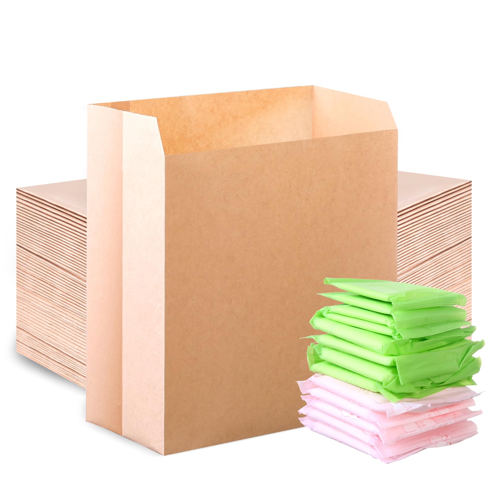 Photo 1 of 500 Pcs Sanitary Napkin Disposal Bags, Feminine Hygiene Disposal Bags Personal Hygiene Products Period Bag for Women Waxed Kraft Paper Tampon Bag for Restroom Bathroom(7.5'' x 10'' x 3.5'')