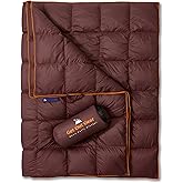 Get Out Gear Down Camping Blanket - Puffy, Packable, Lightweight and Warm | Ideal for Outdoors, Travel, Stadium, Festivals, Beach, Hammock | 650 Fill Power Water-Resistant Backpacking Quilt