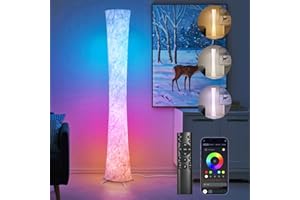 WORLD WIN Floor Lamp, 61'' Smart RGB LED Corner Lamp with Music Sync and 16 Million DIY Colors, 3 Color Temperature, APP & Remote Control, Color Changing Standing Floor Lamp for Bedroom Living Room