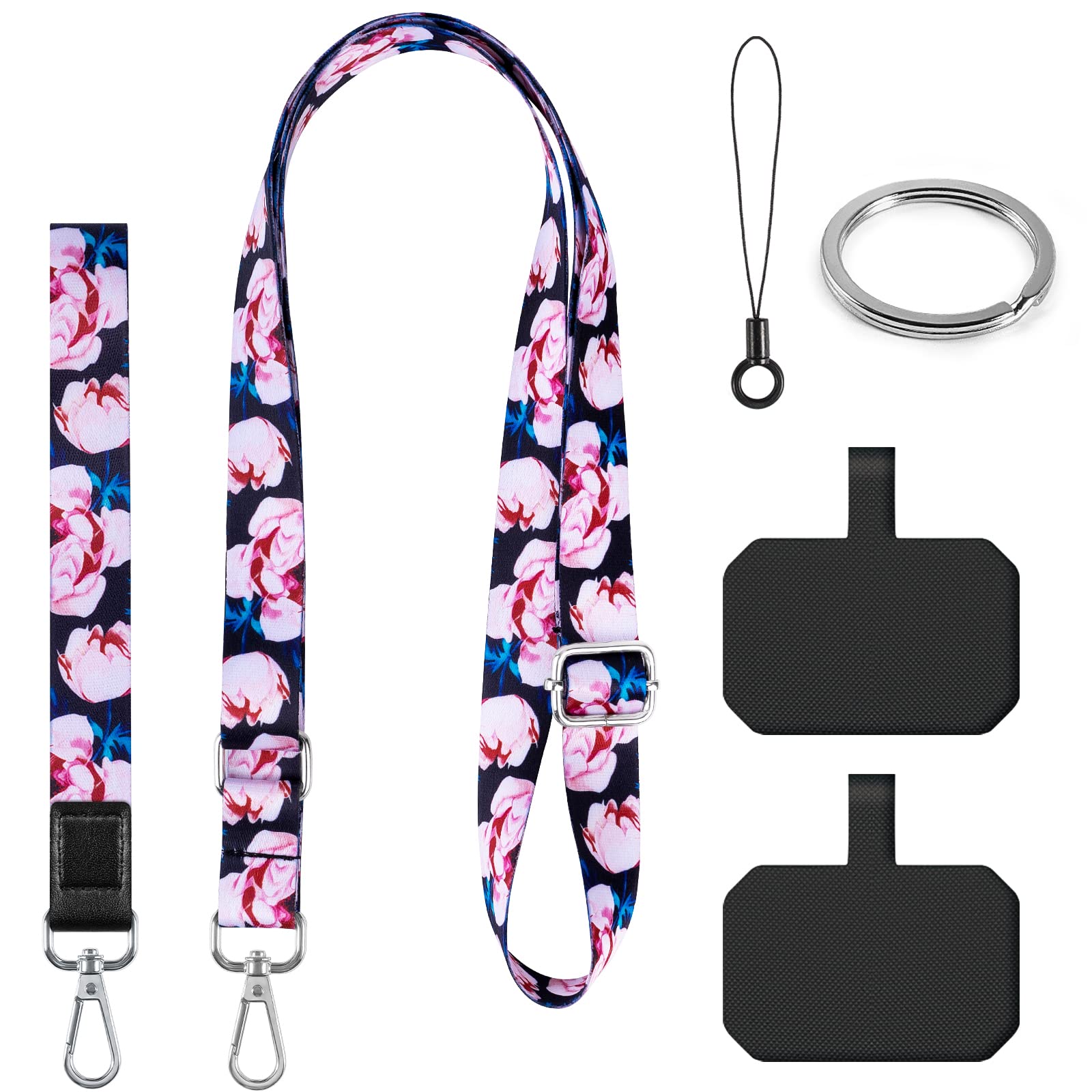 DGHYDZ Cell Phone Lanyard, Phone Lanyard Crossbody, Wrist Strap, lanyards for Keys, Universal Adjustable Shoulder Neck Straps for iPhone Case ID Badges and Most Smartphones (Paeonia)