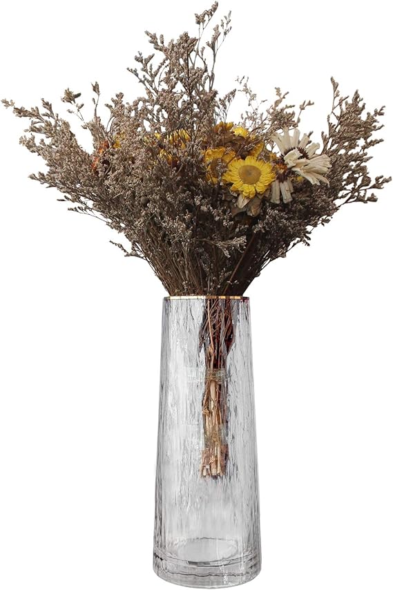 Flower Vase, Hammered Crystal Glass Flower Vase, Flower