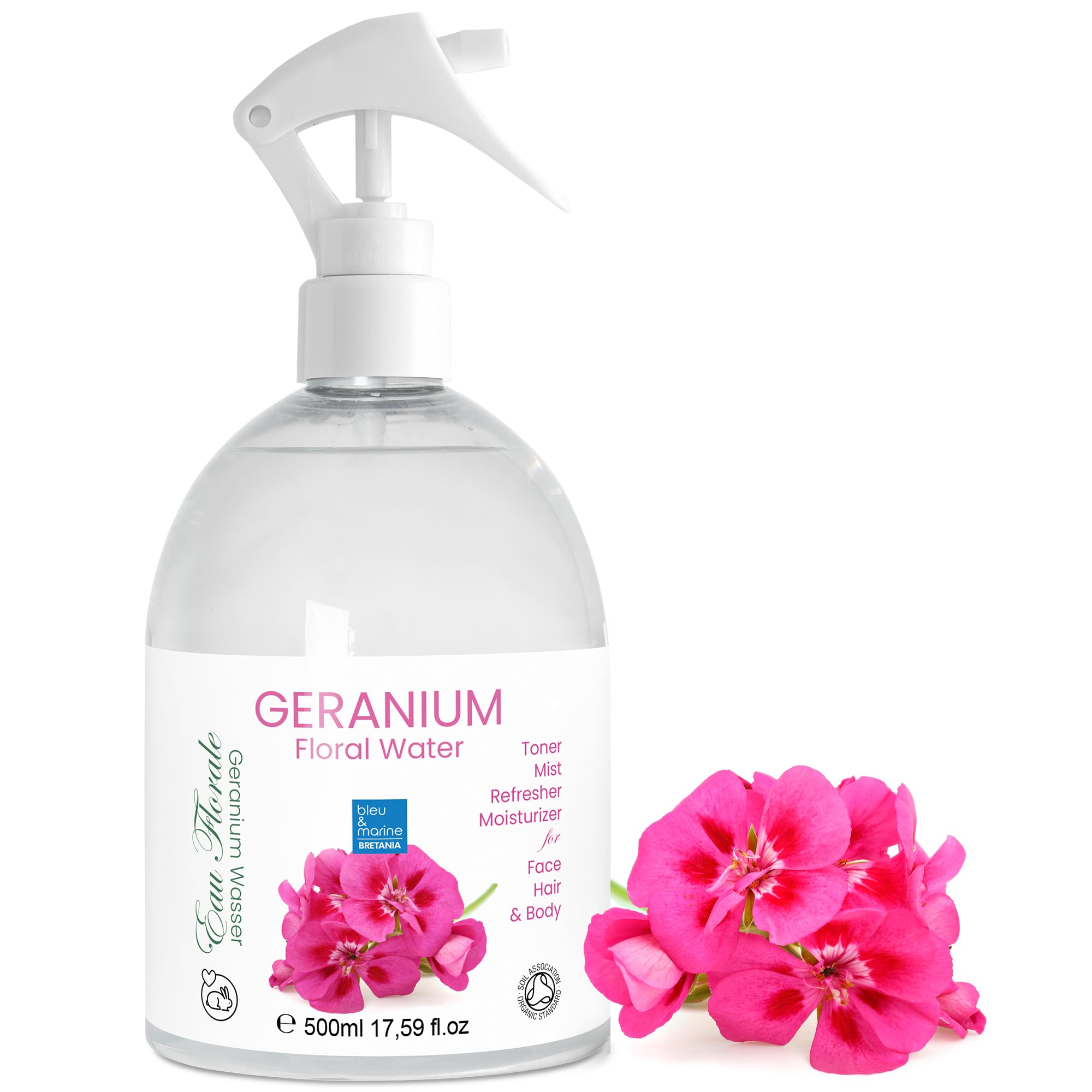 Tonic Lotion 100% Natural Geranium Floral Water Hydrosol | Ideal for Sensitive Skin, Acne Skincare Rich Aroma Spray 17.59 Fl Oz