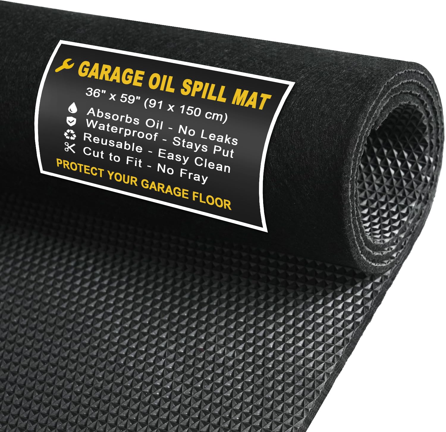 Photo 1 of Golener Oil Spill Mat - Garage Floor Mat, Absorbent Oil Pad, Premium Maintenance Mat, Waterproof, Contain Liquid, Protect Garage Surface from Spill & Stain, Reusable, Washable, Durable, Black, 36”x59”