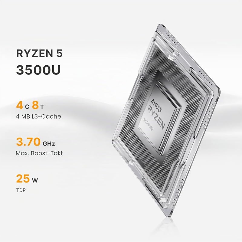 Mini PC Ryzen 5 3500U C4 Air (bis zu 3,7 GHz) Mini Computer,8 GB DDR4,256 GB SSD,Unterstützung für dreifache Pre-OS11 pro/4K Displays/WiFi 5/BT5.0/Dual Ethernet,Desktop für das Home/Office