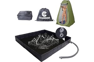 CCZedo Portable Shower Pan - Upgraded Foldable Shower Base Bottom Drainage Hole Design with Storage Bag Tent Flooring Camping Gear for Rv,Outdoor Camping Shower,Beach,Pet Bath