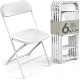 Pureegg 6-Pack White Heavy-Duty Folding Chairs, 31.5" x 17.3" x 19.3" | Heavy-Duty Plastic &amp; Metal, 440 lbs Capacity, Foldable, Lightweight, Indoor, Outdoor, Parties &amp; Events