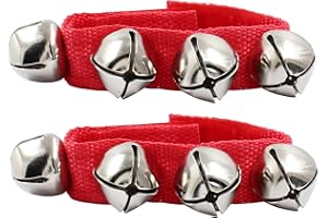 Hitefu 2pcs Band Wrist Bells Christmas Musical Tambourine Wrist Shaking Jingle Bells Musical Instruments Percussion Orchestra Rattles - Premium Quality Holiday Accessories (Red)