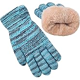 Winter Gloves for Boys Girls - Kids Warm Knit Thermal Cable Knitted Gloves Wool Fleece Lined Mittens for Cold Weather