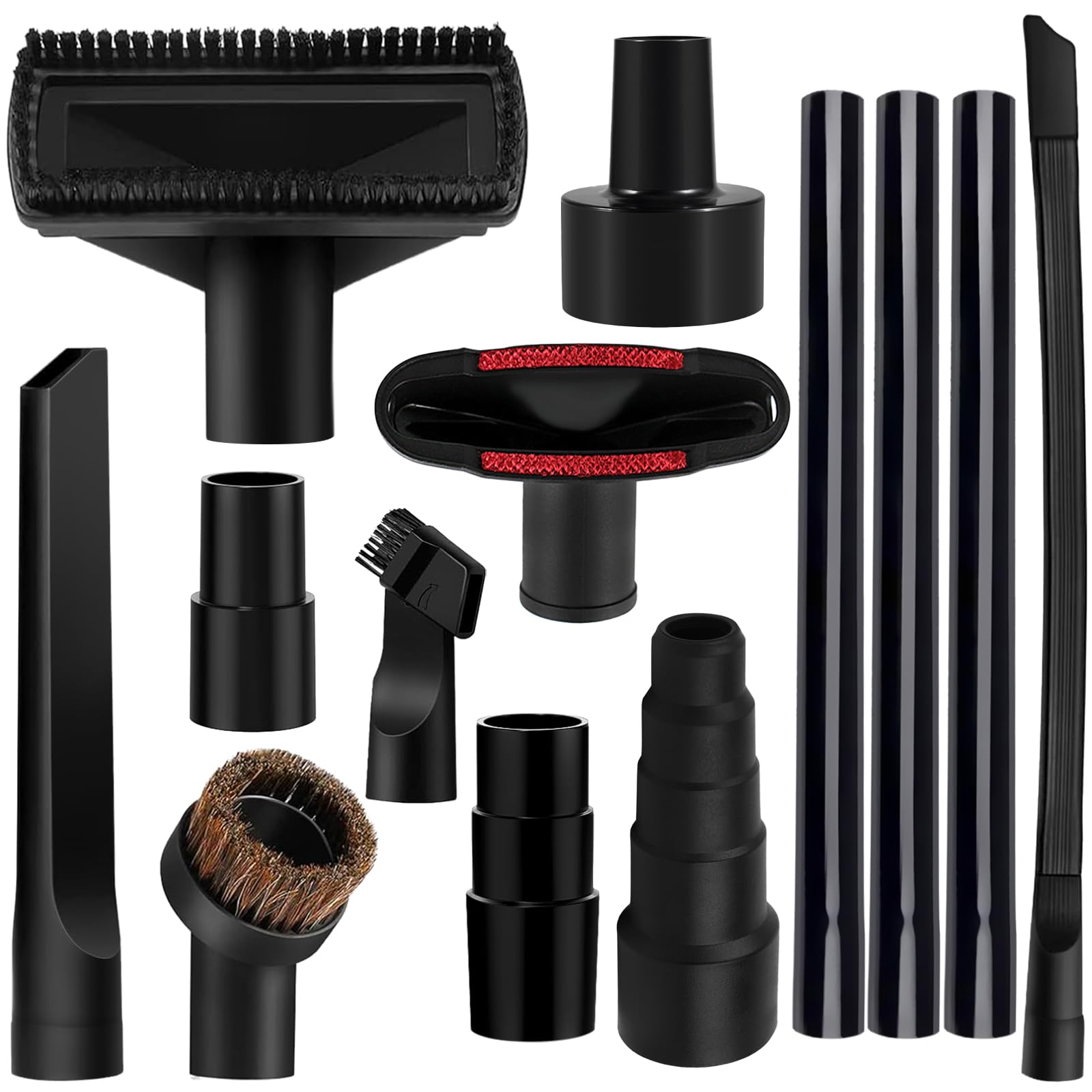 Photo 1 of 12/13/14PCS Universal Vacuum Attachments 1-1/4" Vacuum Cleaners Accessories Brush Extension Wand Nozzle Crevice Tool Wet Dry Plastic Vacuum Hose Adapter for Shop Vac Accessories (13PCS)